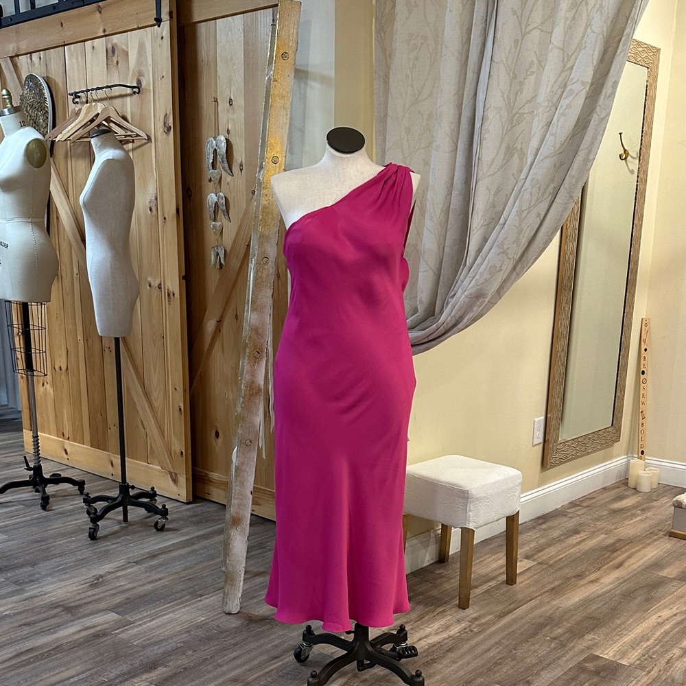 BHLDN One-Shoulder Fuchsia Dress